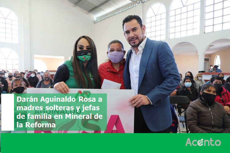 Aguinaldo Rosa para madres solteras y jefas de familia en Mineral de la Reforma.