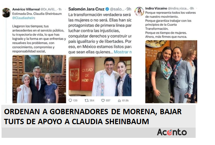 Gobernadores de Morena, reculan a cargada a favor de Claudia Sheinbaum, bajan tuits.