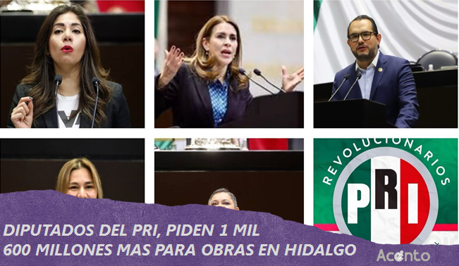 Solicitan diputados federales del PRI Hidalgo, mil 600 millones de pesos adicionales, para obra pública en el estado.
