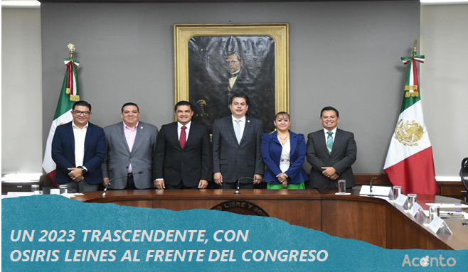 Osiris Leines, encabeza acciones destacadas en la Junta de Gobierno del Congreso de Hidalgo, durante 2023.