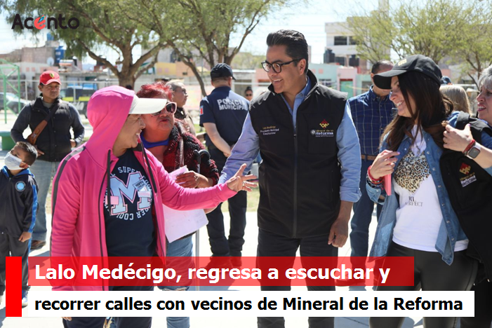 Eduardo Medécigo, realizó un recorrido con las y los vecinos del fraccionamiento Rinconada de los Ángeles.