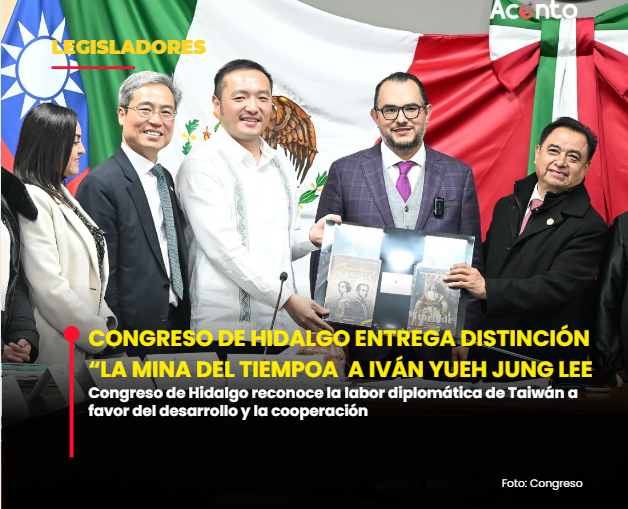 Congreso de Hidalgo, entrega reconocimiento a Iván Yueh-Jung Lee, Embajador de Taiwan en México