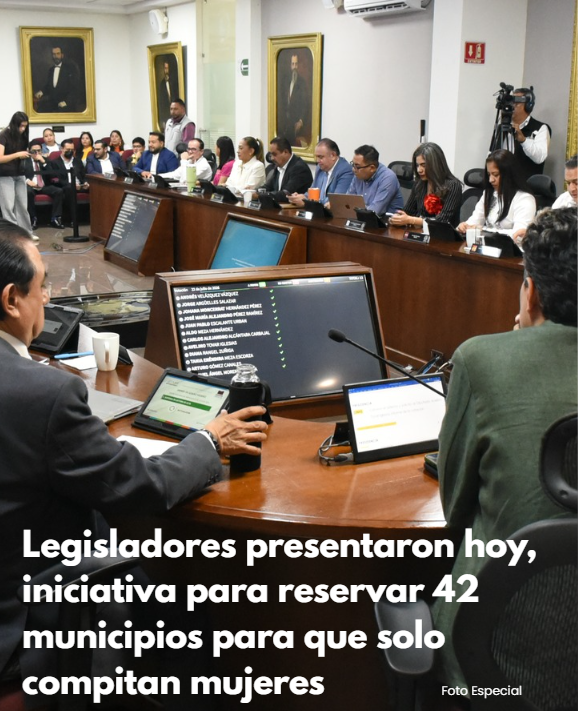 Diputadas y diputados presentan iniciativa para reservar 42 municipios en los que solo puedan competir mujeres por los  Ayuntamientos de Hidalgo