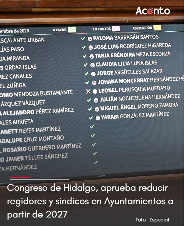 Congreso de Hidalgo, realiza Reforma Electoral, para ajustar número de regidores y síndicos en Ayuntamientos.